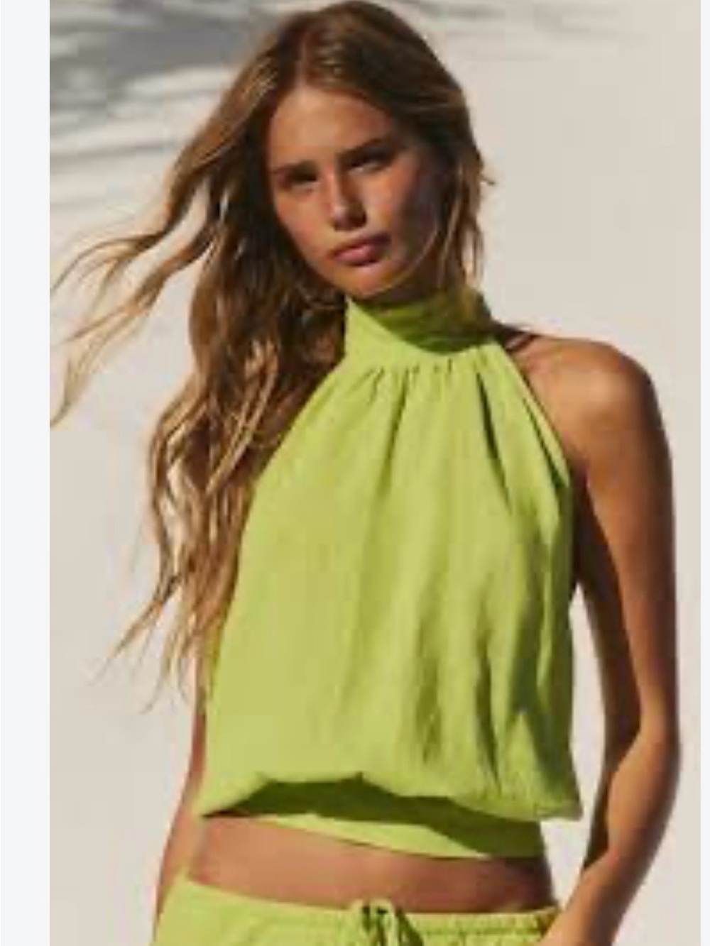 Free People High-Neck Sleeveless Camisole in Lime